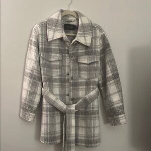Plaid Gray Jacket with Belt no returns final sale